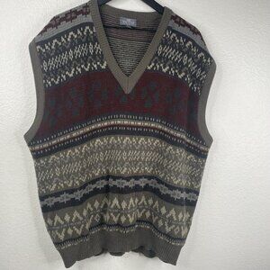 Sir William Sweater Vest Men's Multicolor Sz 2X Fair Isle Oversized Grandpa Core